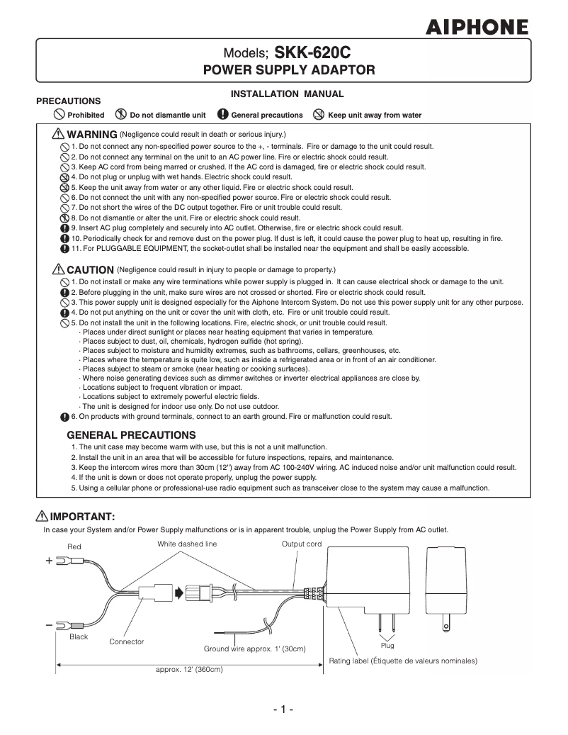 Página 1 del manual Manual de usuario Aiphone LEM-3