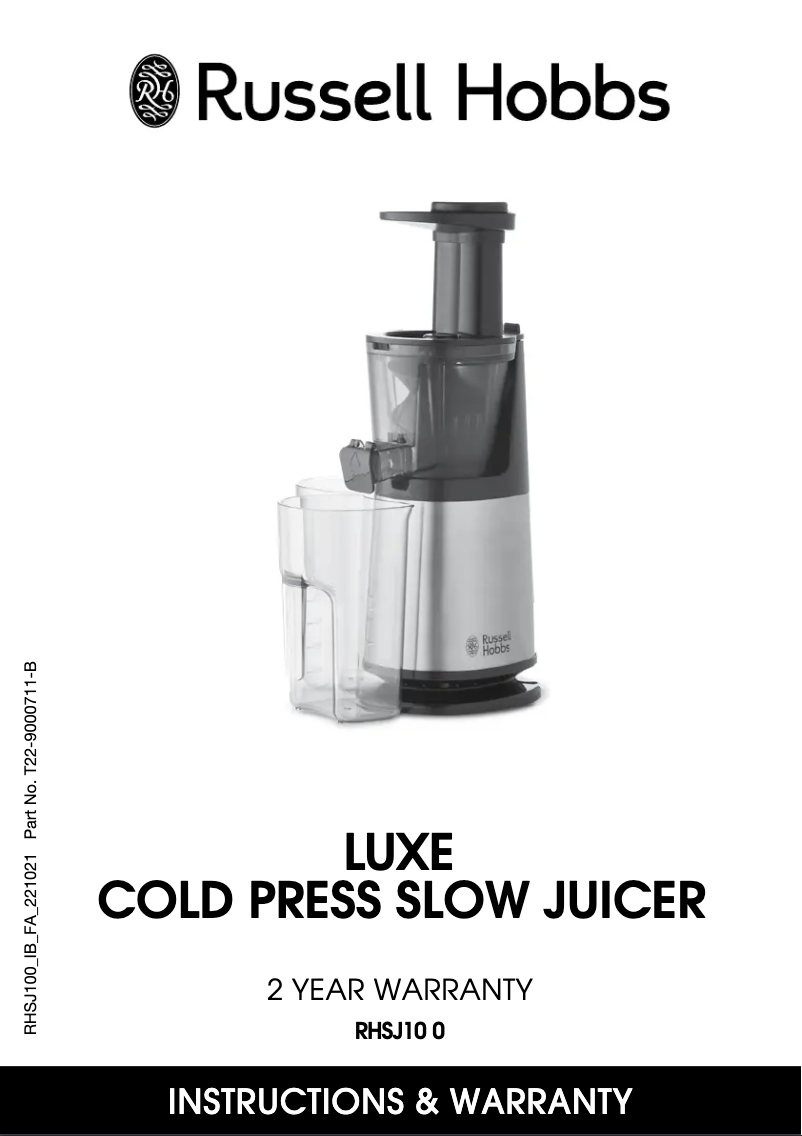 Page n°1 - Manuel utilisateur Russell Hobbs RHSJ100