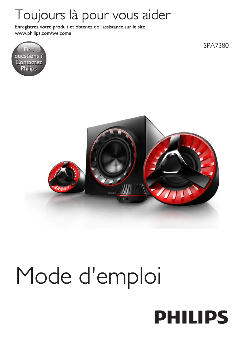 Page 1 de la notice Manuel utilisateur Philips SPA7380