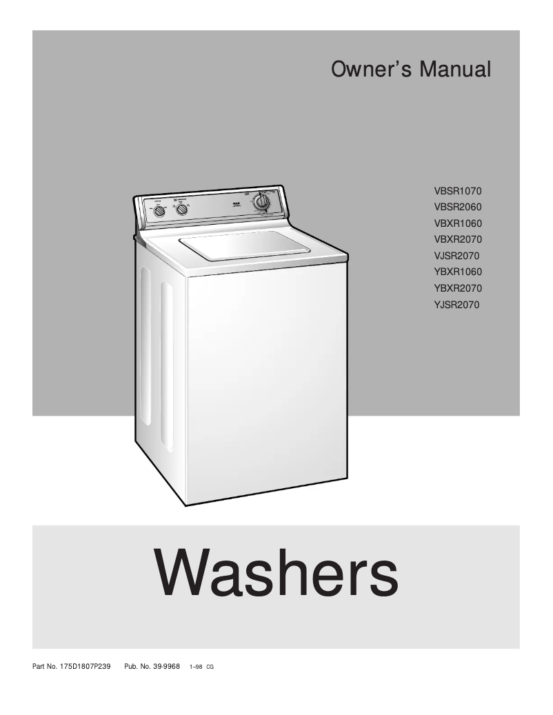 First page image of the manual for YBXR2070