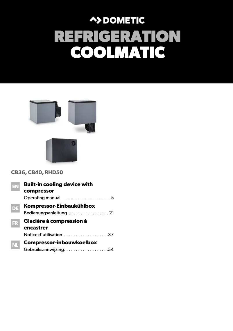Page 1 de la notice Manuel utilisateur Dometic CoolMatic CB 36W
