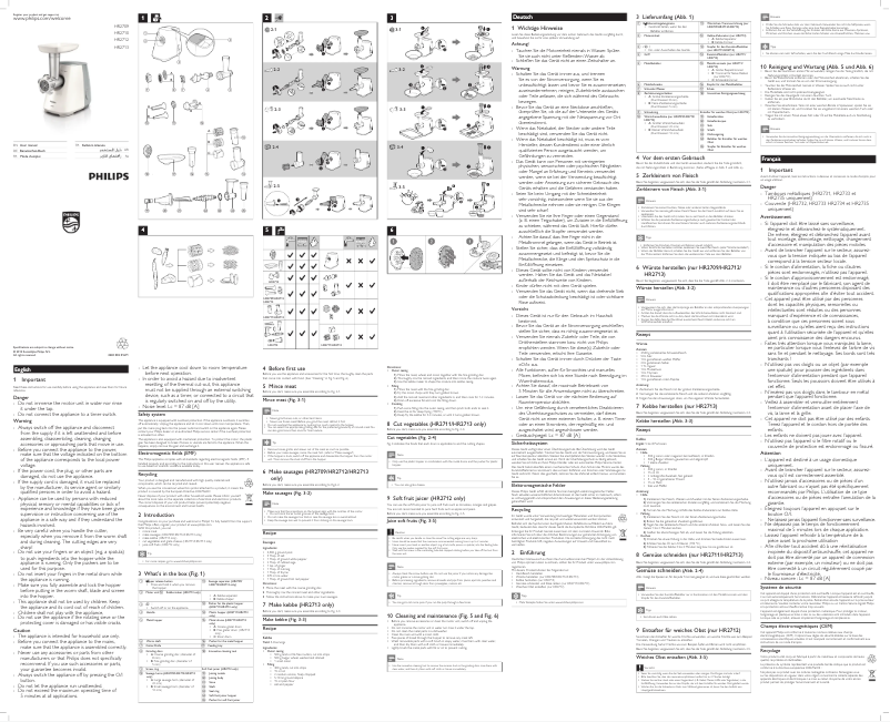 Page 1 de la notice Manuel utilisateur Philips Daily Collection HR2712