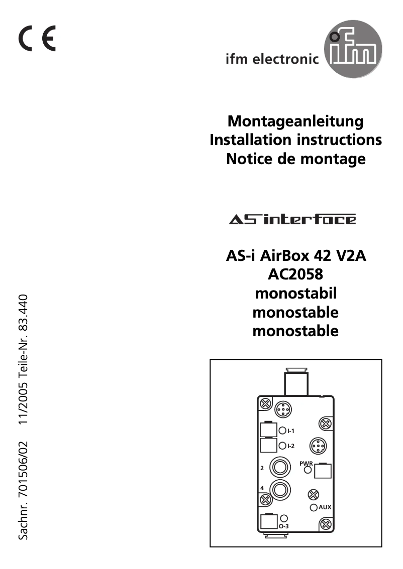 Page 1 de la notice Manuel utilisateur IFM AC2058