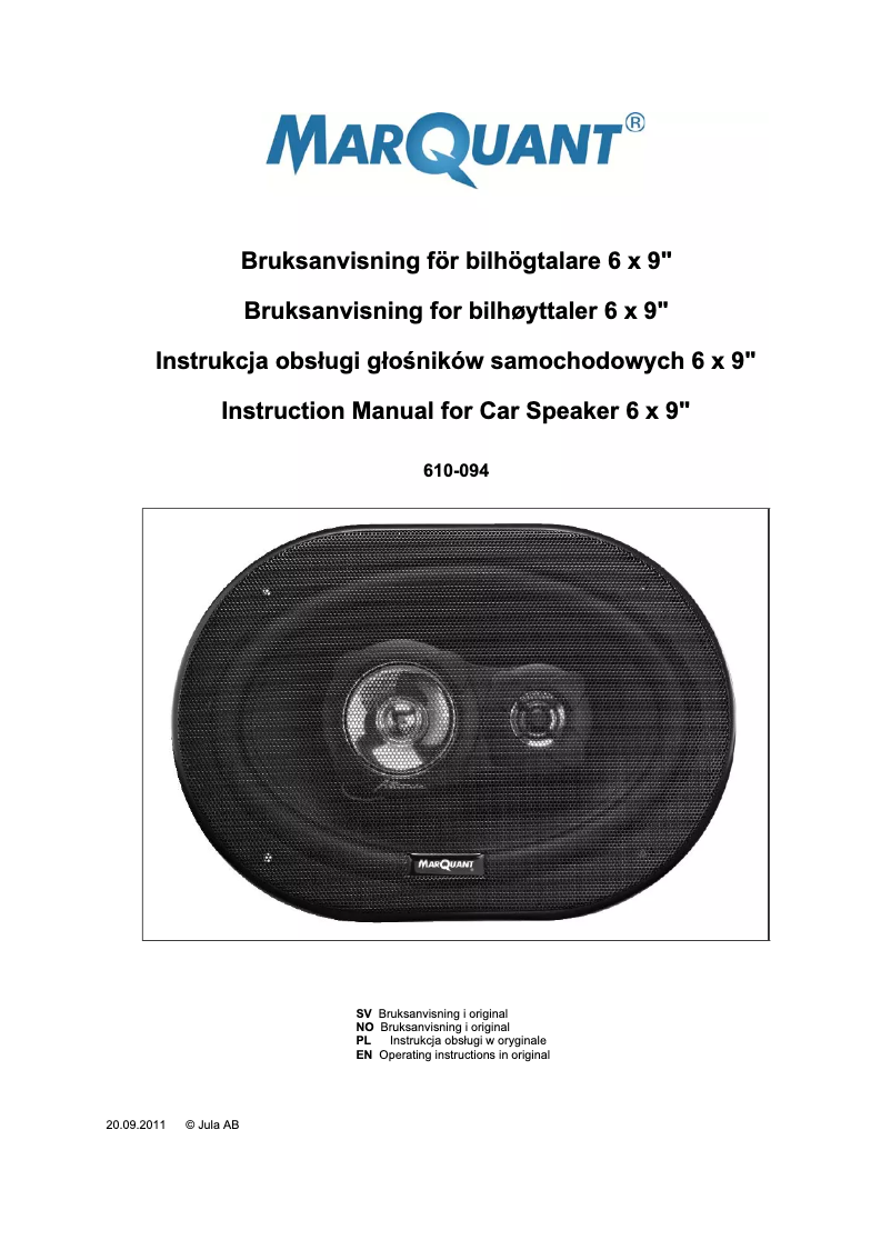 Page n°1 - Manuel utilisateur Marquant 610-094