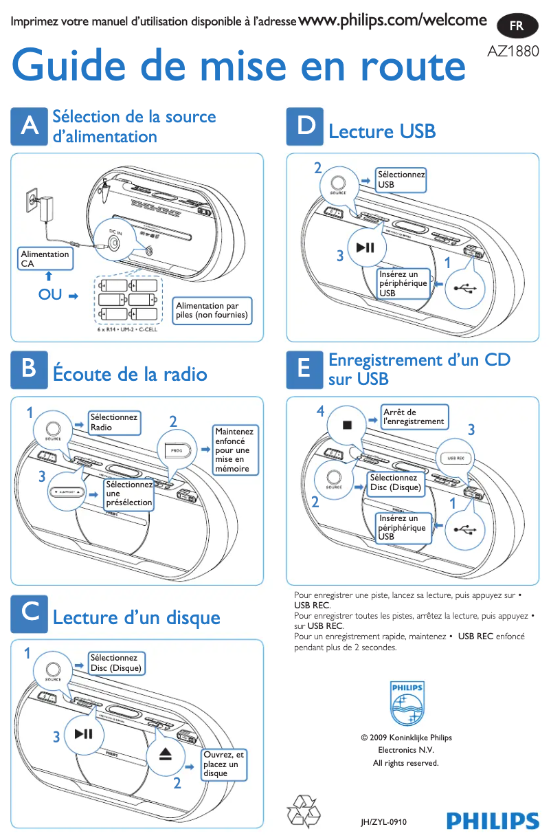 Image de la première page du manuel de l'appareil AZ1880