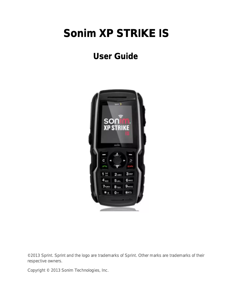 Page 1 de la notice Manuel utilisateur Sonim XP STRIKE IS