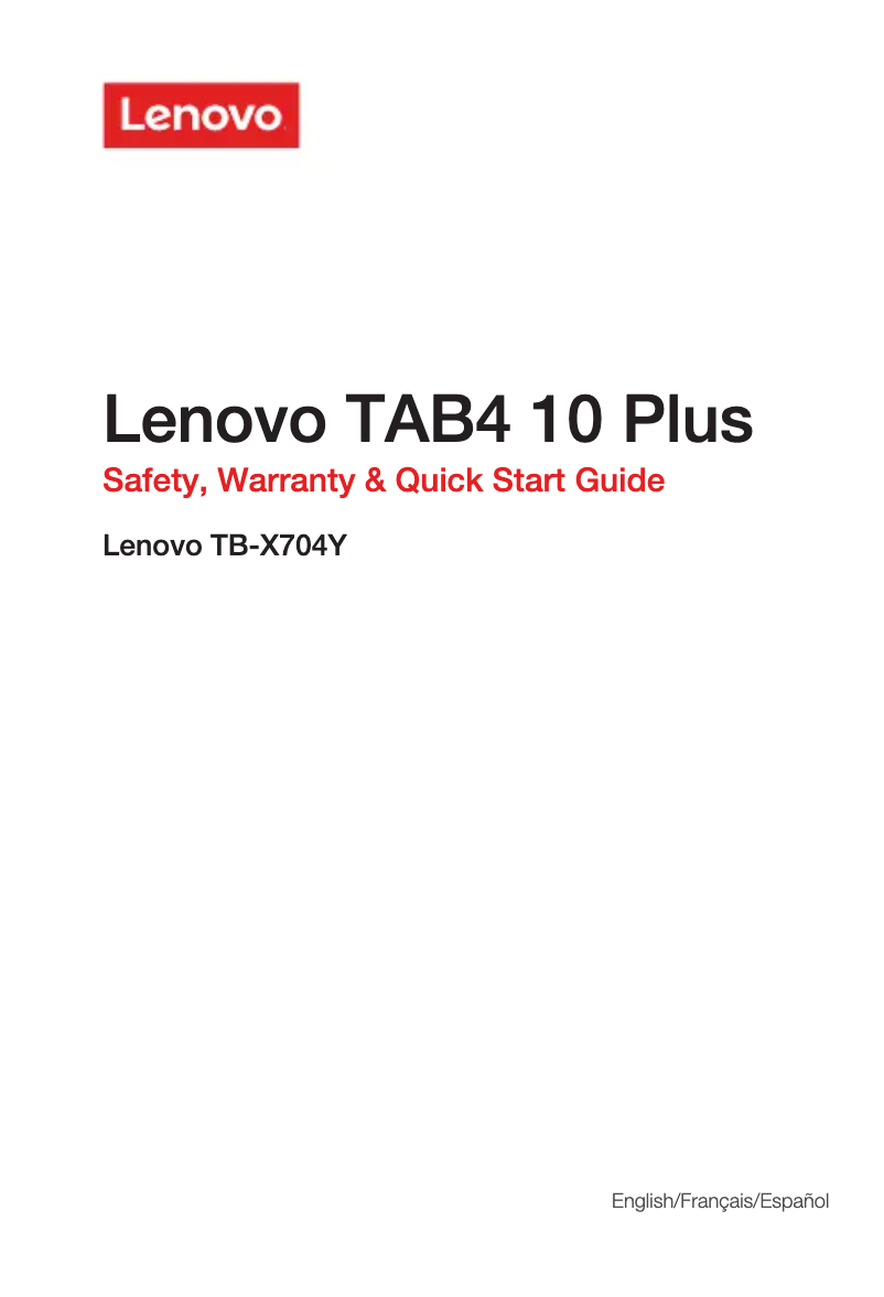 Page 1 de la notice Manuel utilisateur Lenovo Tab4 10 Plus