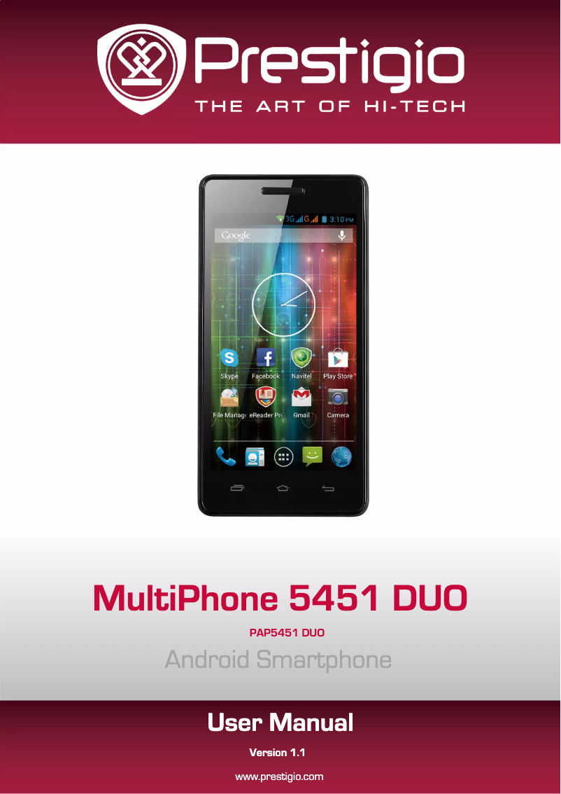 Página 1 del manual Manual de instrucciones Prestigio MultiPhone 5451 Duo