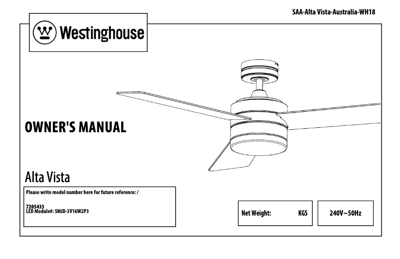 Página 1 del manual Manual de usuario Westinghouse 7205435