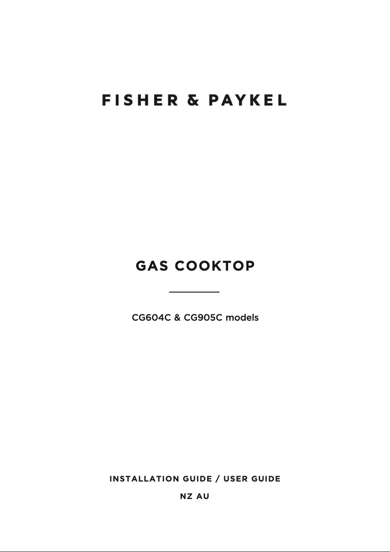 Page 1 de la notice Guide d'installation Fisher & Paykel CG604CNGX2