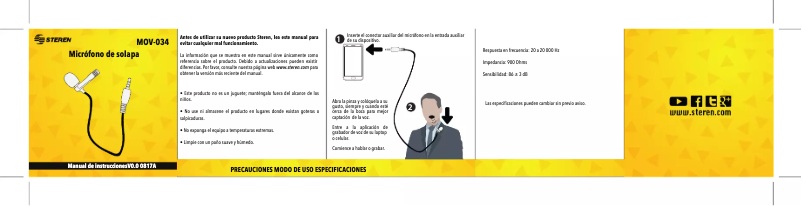 Imagen de la primera página del manual del dispositivo MOV-034