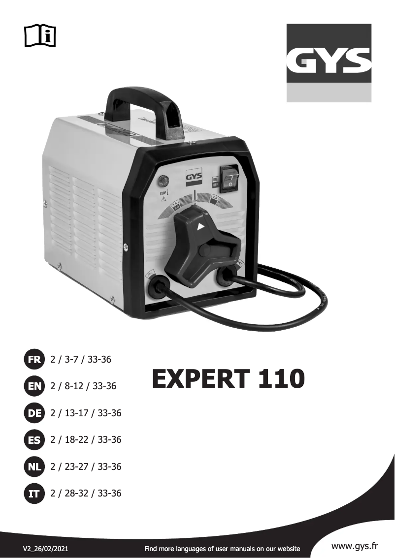 Image de la première page du manuel de l'appareil Expert 110