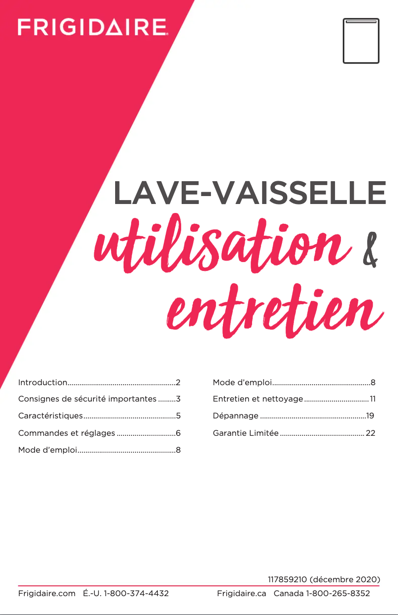 Page 1 de la notice Manuel utilisateur Frigidaire FGID2476SB