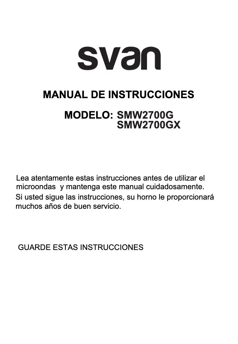Page 1 de la notice Manuel utilisateur SVAN SMW2700G