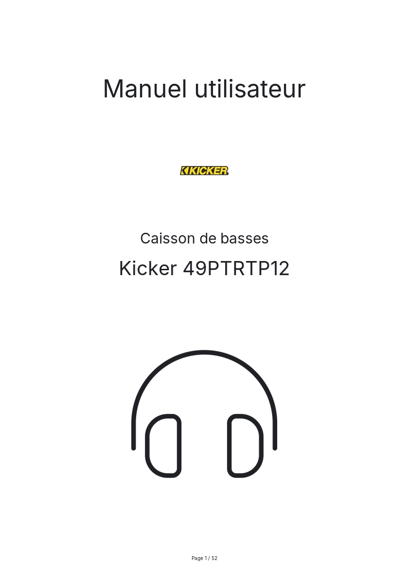 Page n°1 - Manuel utilisateur Kicker 49PTRTP12