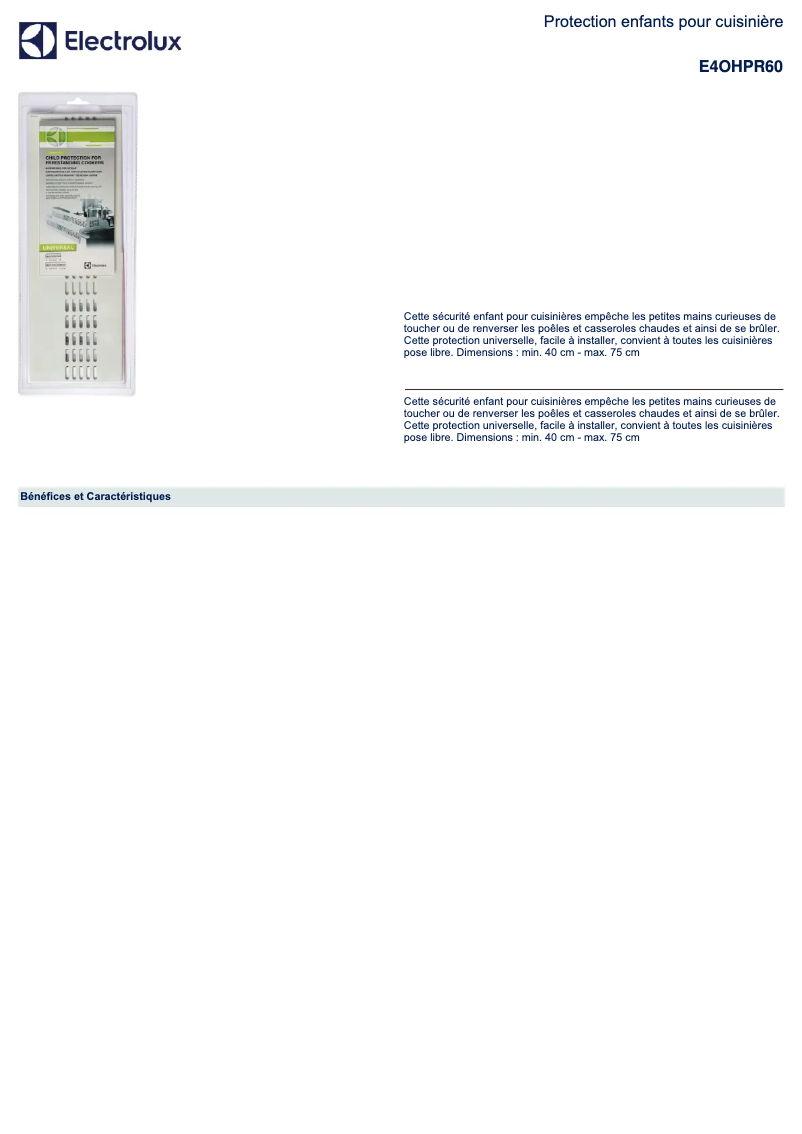 First page image of the manual for E4OHPR60