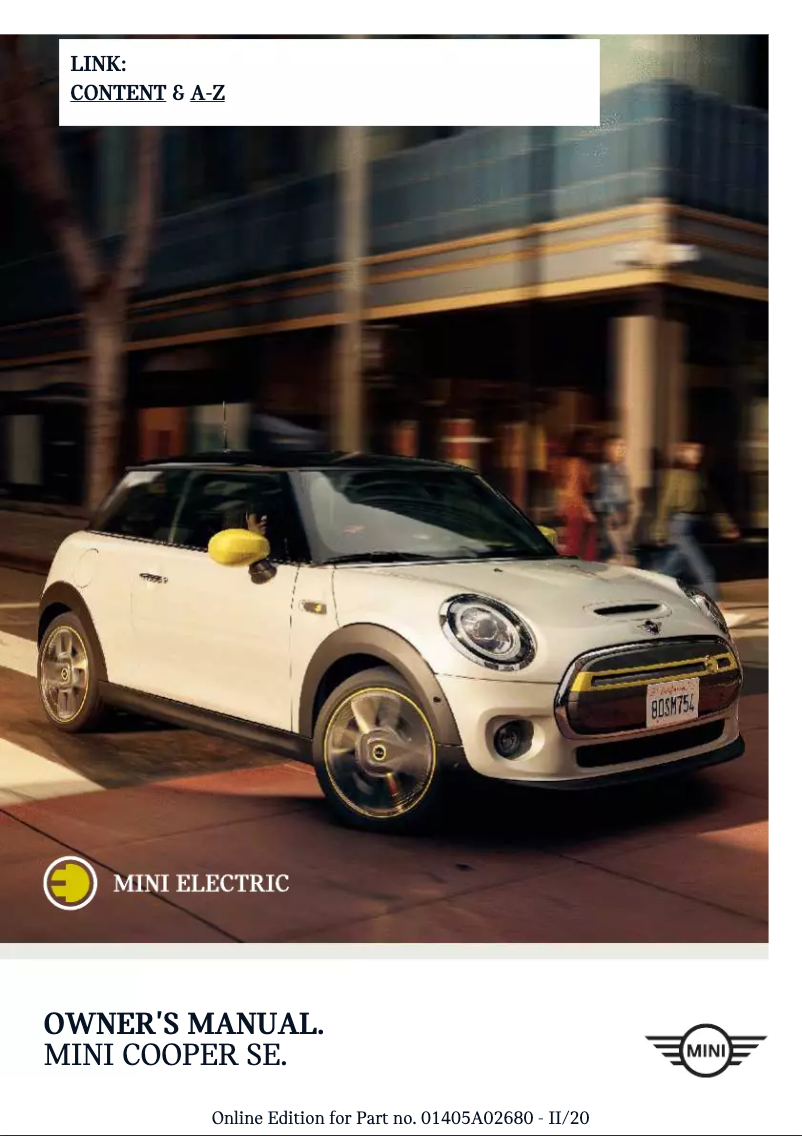 Page 1 de la notice Manuel utilisateur Mini Cooper SE Electric (2021)