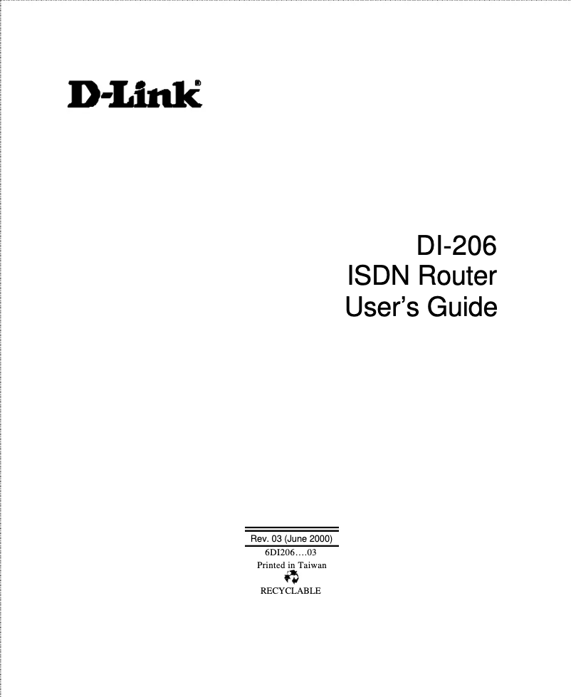 Page n°1 - Manuel utilisateur D-Link DI-206