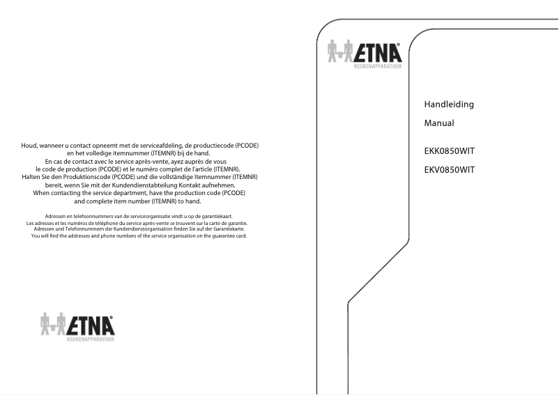 Page 1 de la notice Manuel utilisateur Etna EKK0850