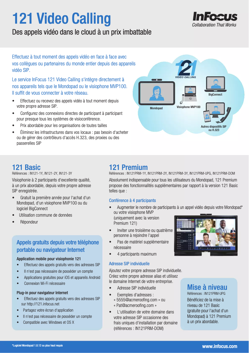 Page 1 de la notice Manuel utilisateur InFocus IN121PRM-2Y