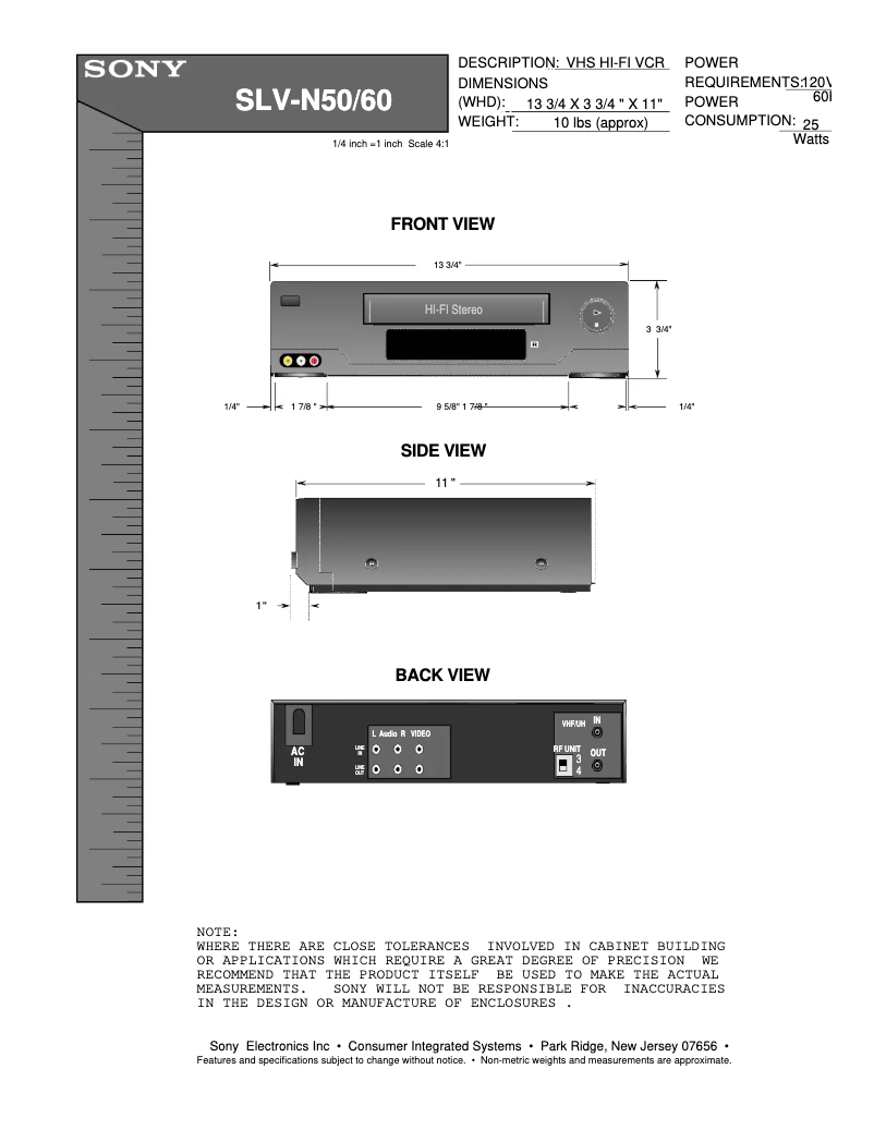 Page n°1 - Guide d'installation Sony SLV-N50