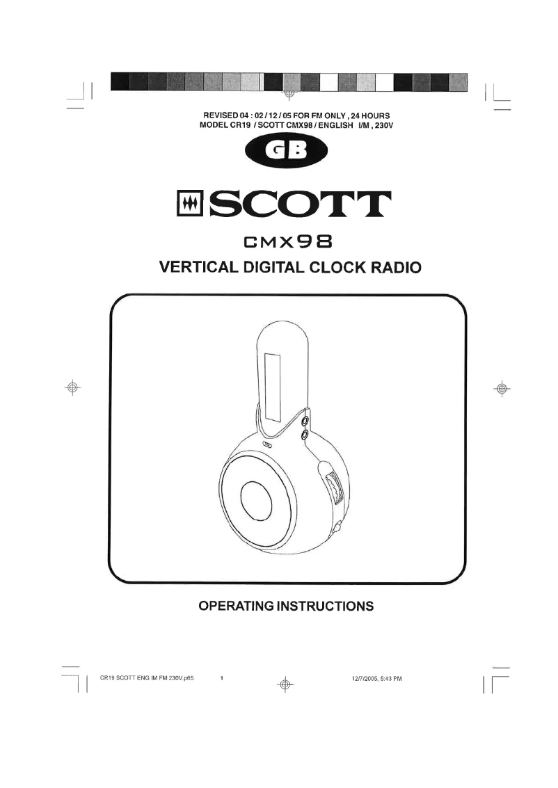 Page 1 de la notice Manuel utilisateur Scott CMX 98