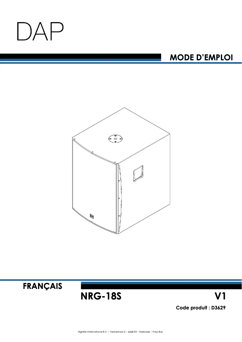 Page n°1 - Manuel utilisateur DAP-Audio NRG-18S