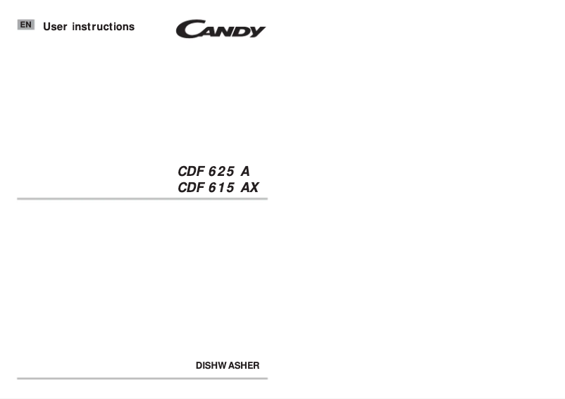 Page 1 de la notice Manuel utilisateur Candy CDF 615 AX AUS