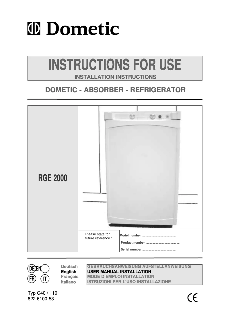 Imagen de la primera página del manual del dispositivo RGE 2000