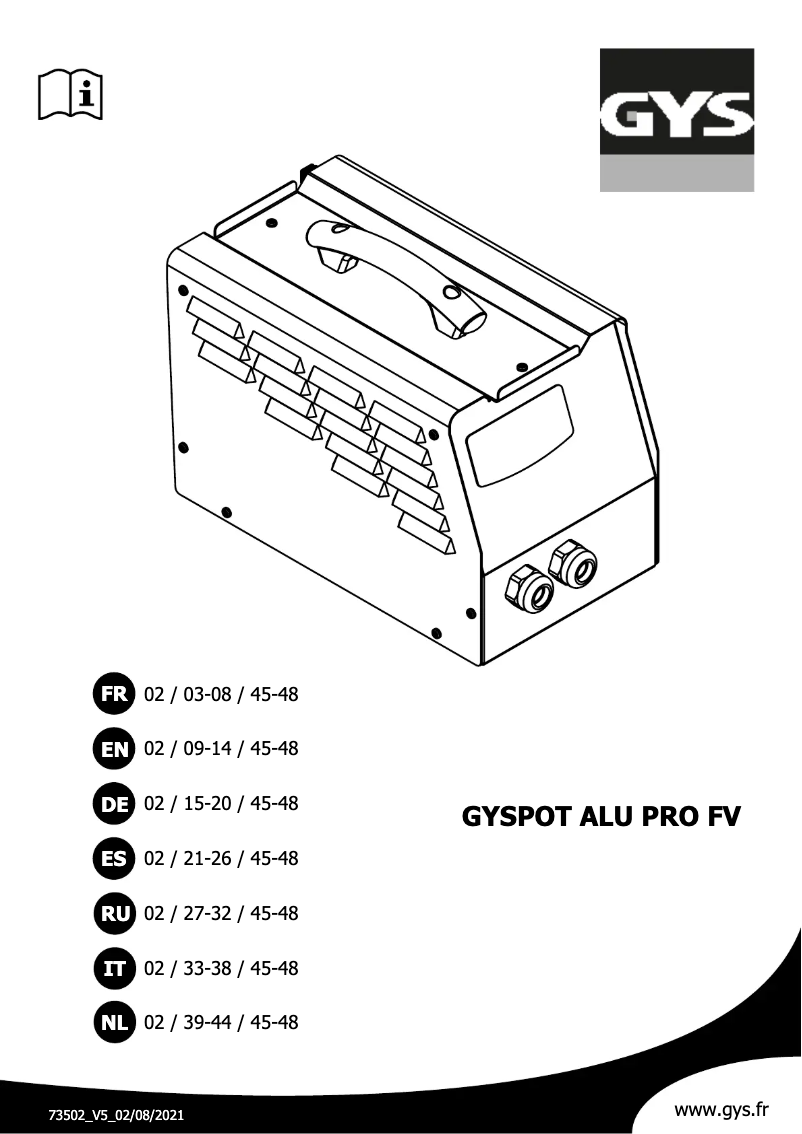 Page 1 de la notice Manuel utilisateur GYS Gyspot ALU PRO FV