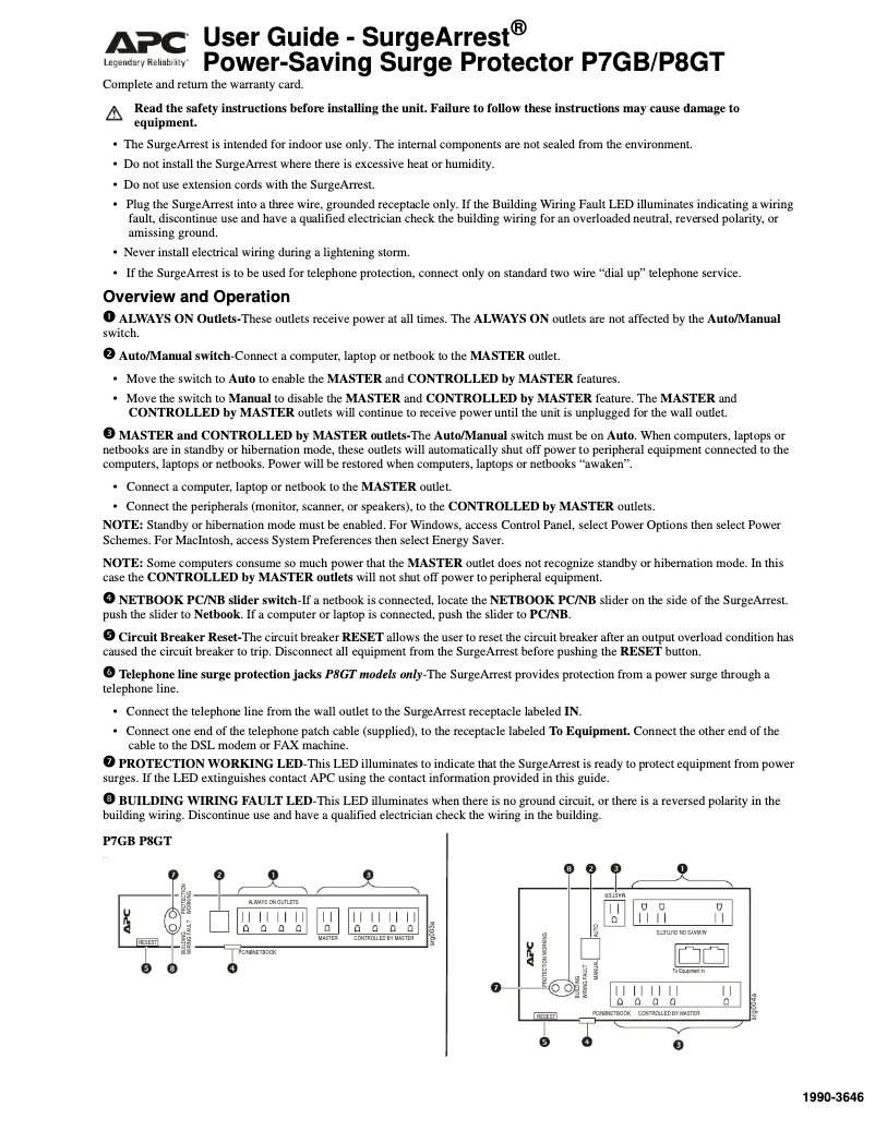 Page 1 de la notice Manuel utilisateur APC P7GB