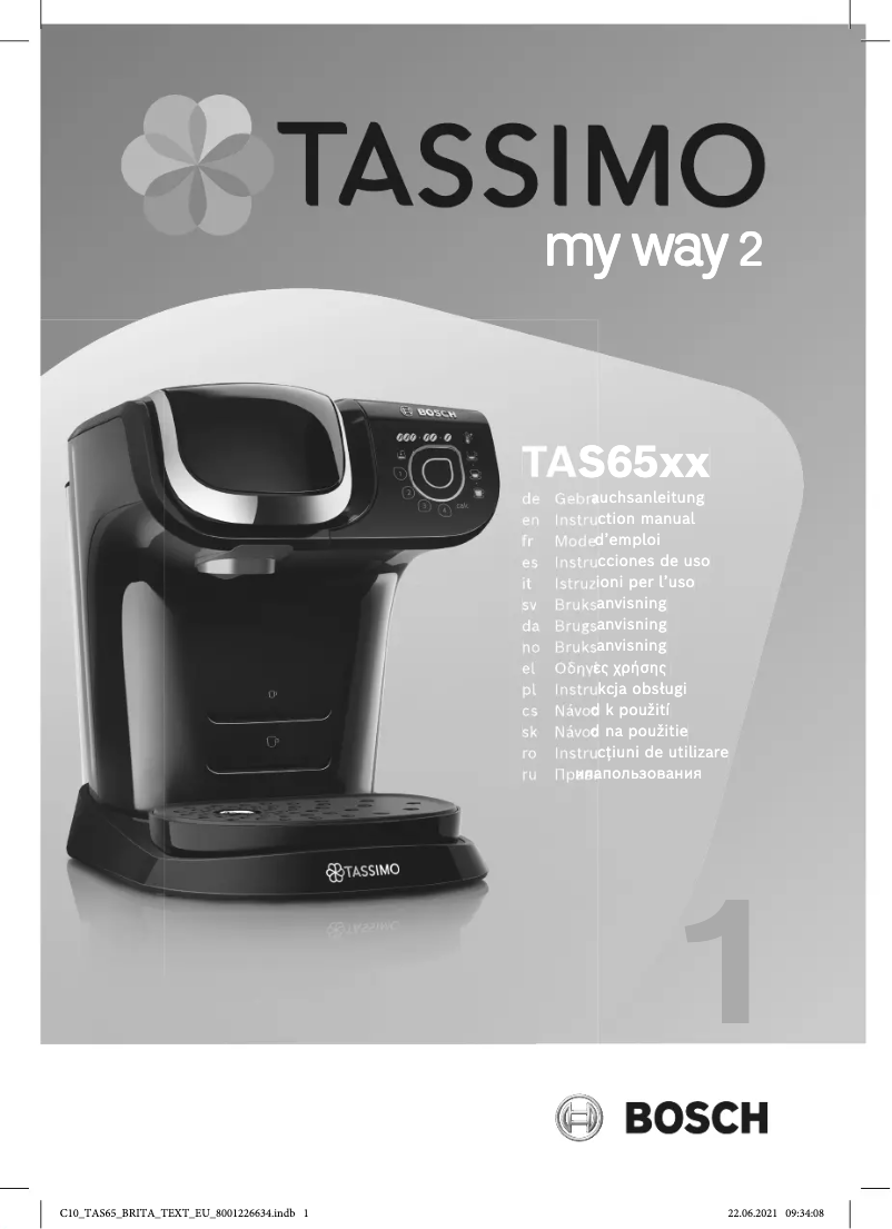 Page 1 de la notice Manuel utilisateur Bosch Tassimo My Way 2 TAS6502