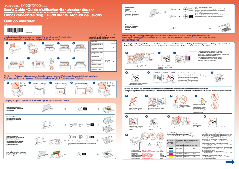 Page 1 de la notice Manuel utilisateur Epson Stylus TX106