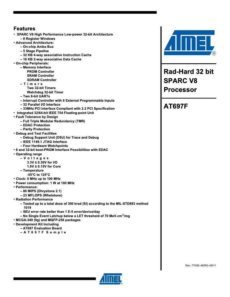 Page 1 de la notice Manuel utilisateur Microchip AT697F