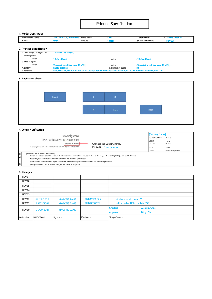 Page 1 de la notice Guide d'installation LG 27BP450Y