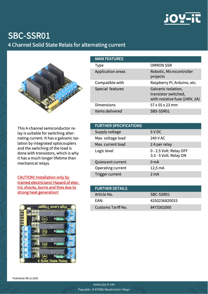 Image de la première page du manuel de l'appareil sbc-ssr01
