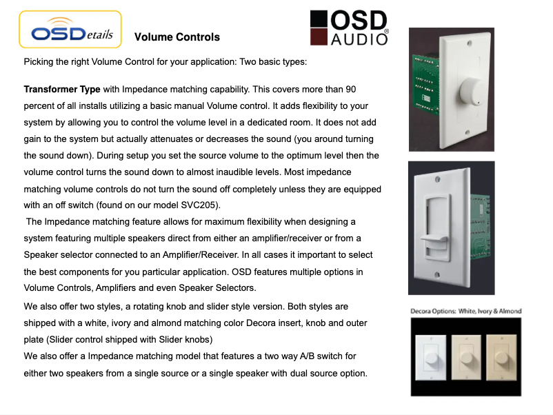 Page 1 de la notice Fiche technique OSD Audio SVC-100