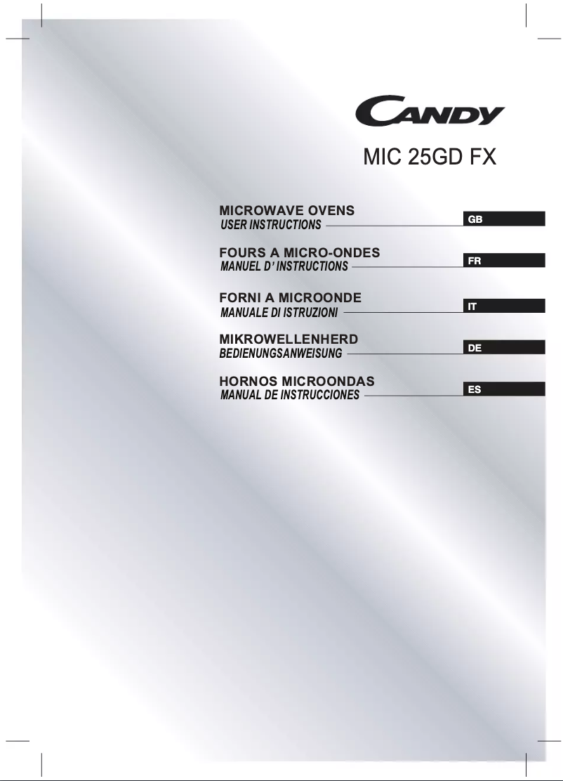 Page n°1 - Manuel utilisateur Candy MIC 25G DFX
