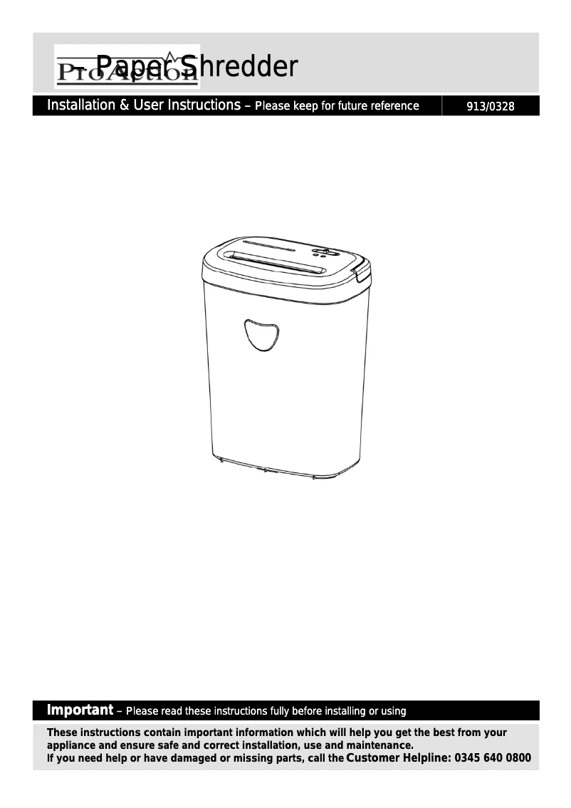 Page n°1 - Manuel utilisateur ProAction VS1208CD