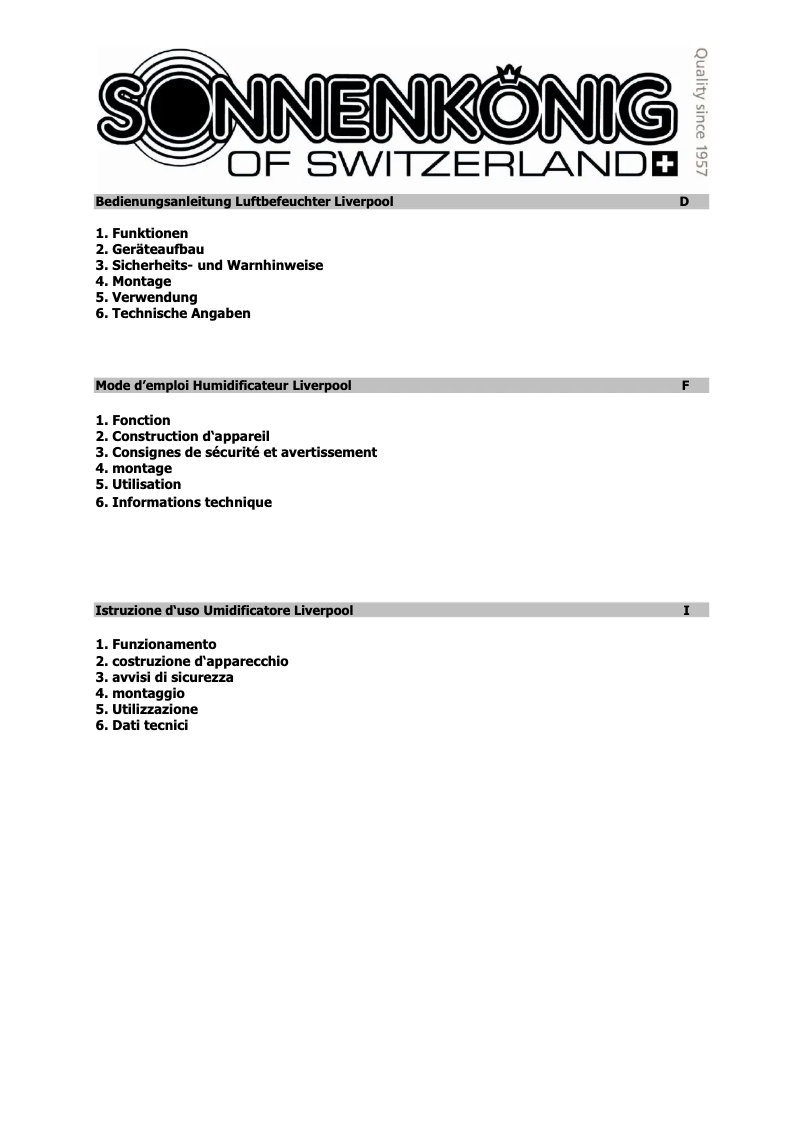 Image de la première page du manuel de l'appareil Liverpool