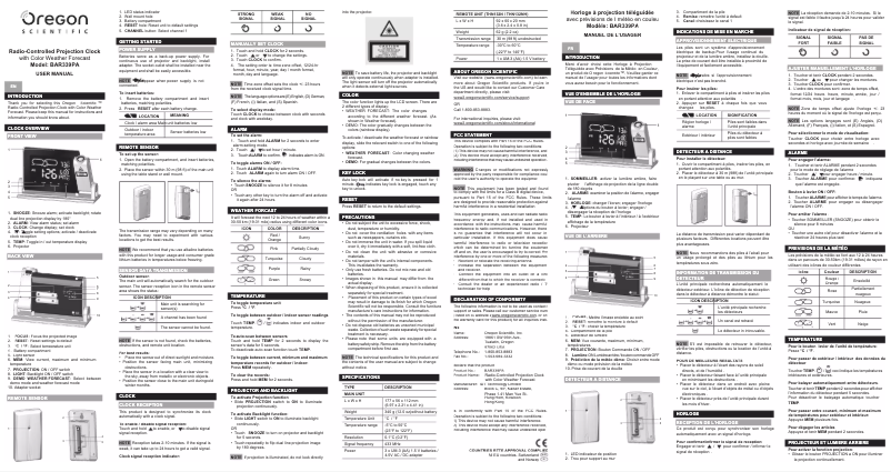 Page 1 de la notice Manuel utilisateur Oregon Scientific BAR339PA