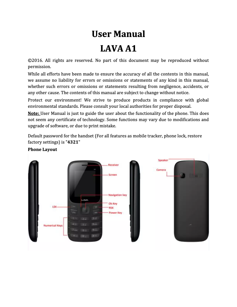 Page n°1 - Manuel utilisateur Lava A1