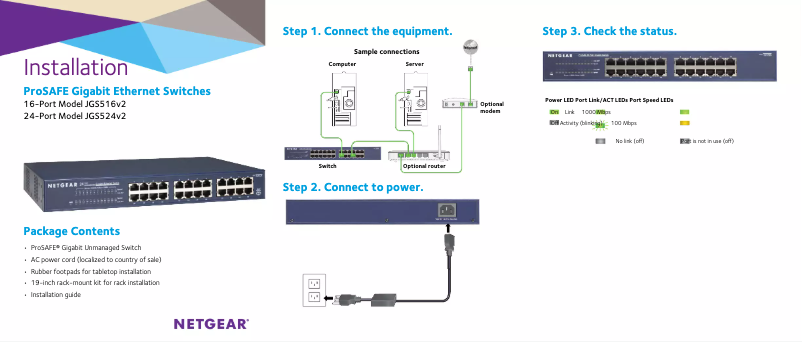 Page n°1 - Guide d'installation Netgear JGS516