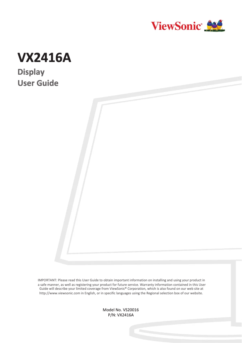 Page 1 of the manual User Manual Viewsonic VX2416A