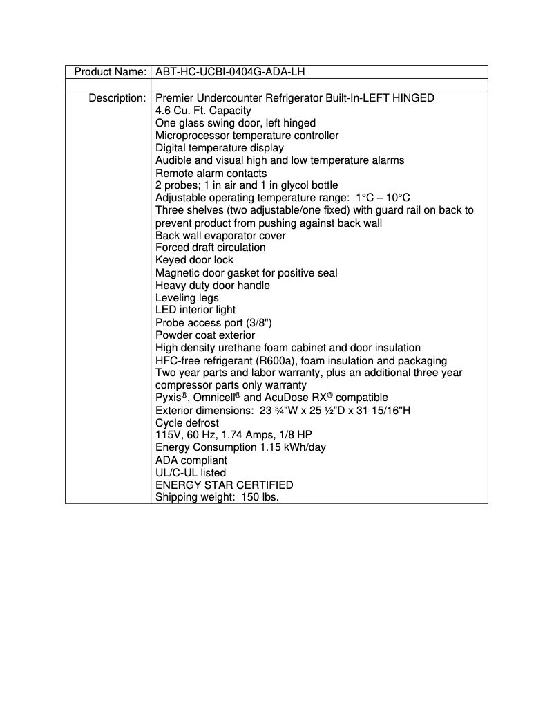 Image de la première page du manuel de l'appareil ABT-HC-UCBI-0404G-ADA-LH