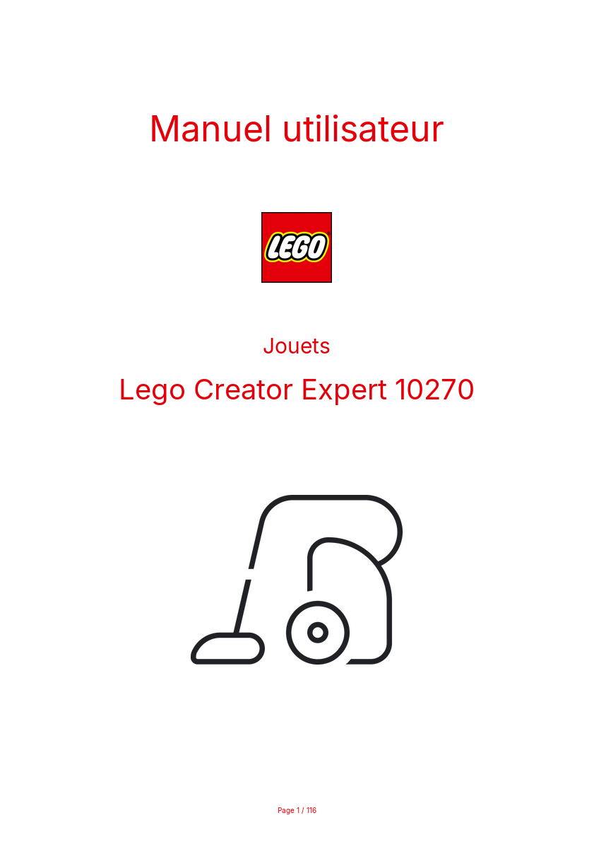 Page 1 de la notice Manuel utilisateur Lego Creator Expert 10270