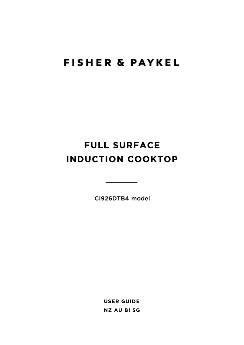 Page n°1 - Manuel utilisateur Fisher & Paykel COOKTOPCI926DTB4