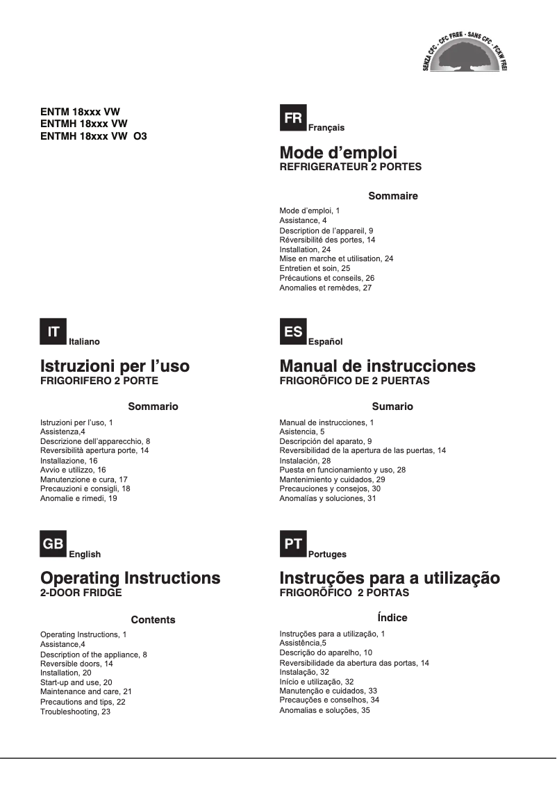 Image de la première page du manuel de l'appareil ENTM 182A0 VW
