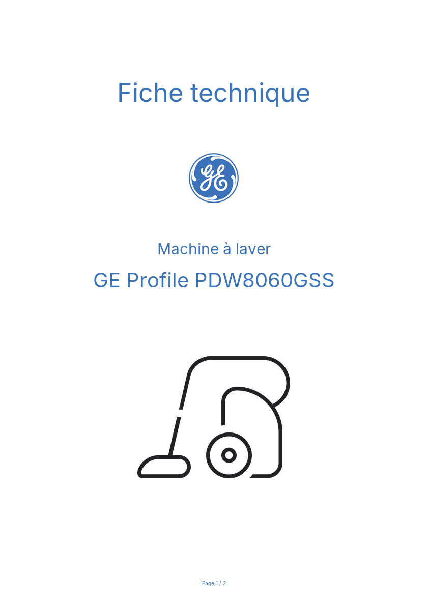 Image de la première page du manuel de l'appareil Profile PDW8060GSS