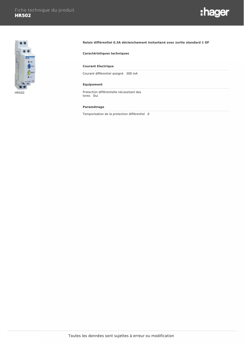 Image de la première page du manuel de l'appareil HR502